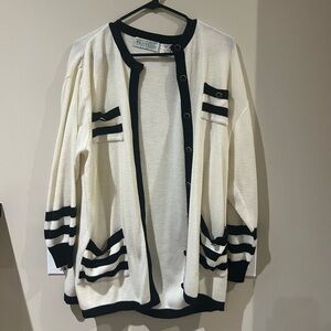 Vintage cream and black preppy cardigan